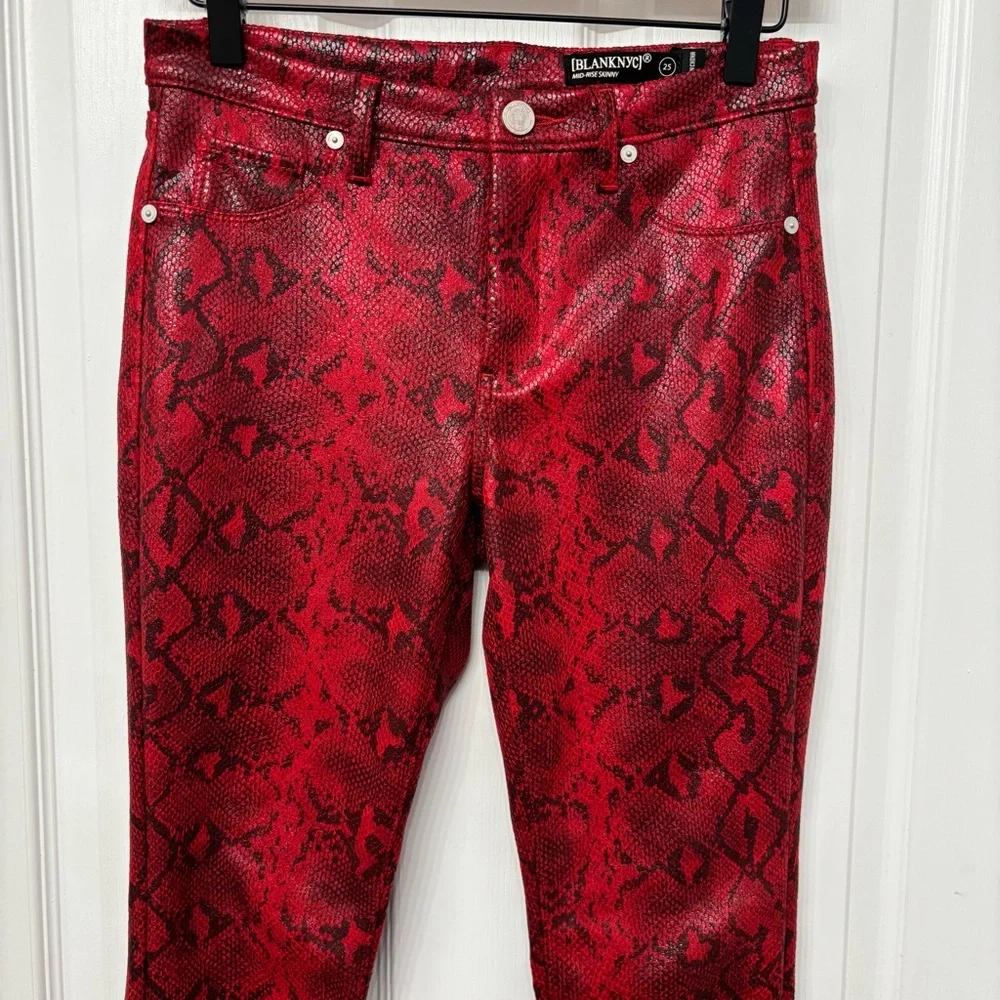 Red Snakeskin Skinny Jeans | BlankNYC 25 - Picture 3 of 10